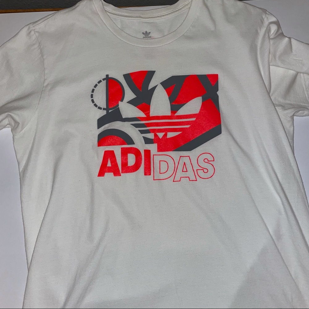 ADIDAS ORIGINALS Big Logo T Shirt Tee White Large